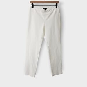 Eileen Fisher White Washable Crepe Viscose Pull On Ankle Pants Sz XS Casual